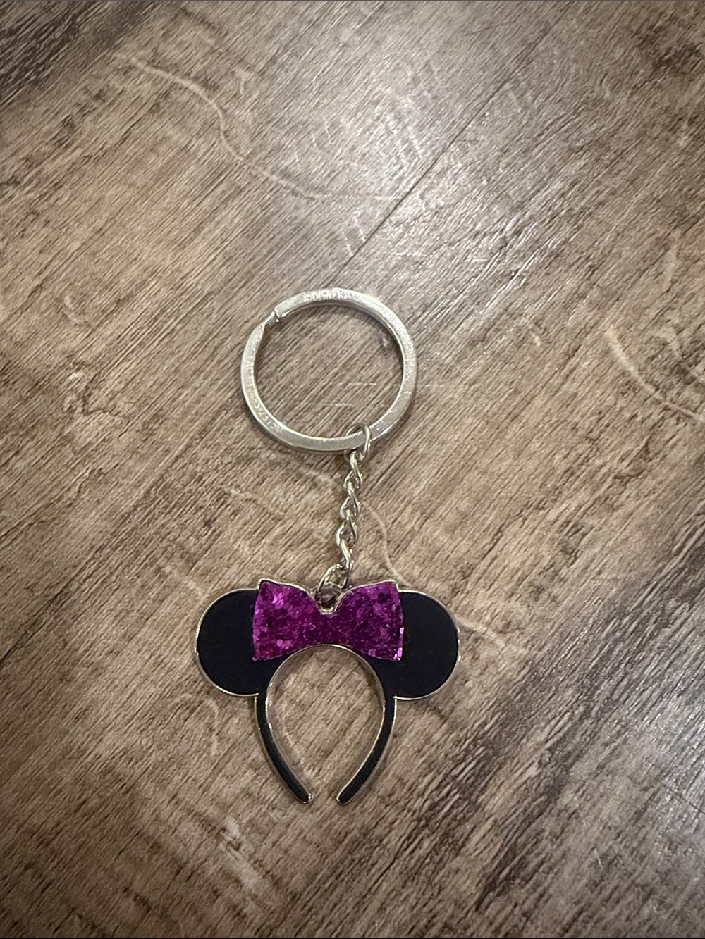 Sparkle Bow Minnie Ears Keychain - Pink